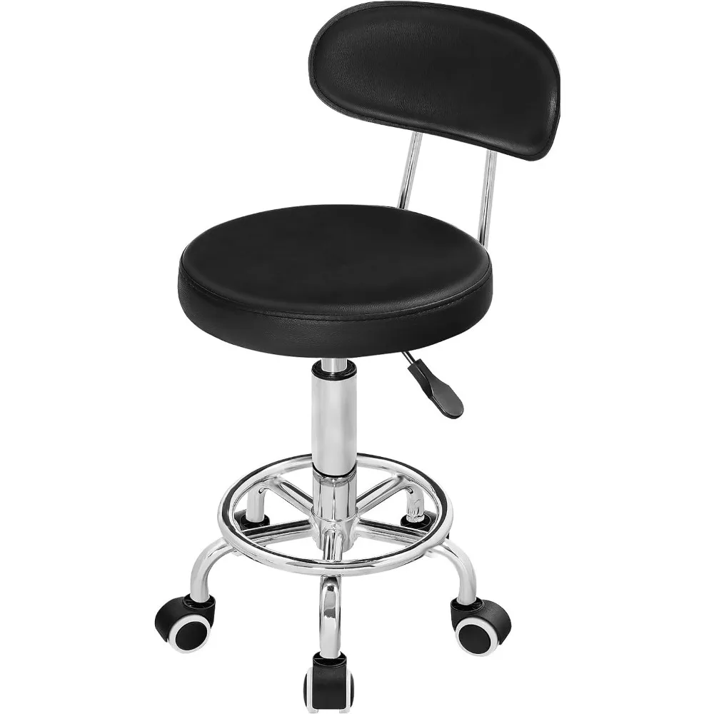 

Height Adjustable Rolling Stool, 360° Rotating Drafting Chair, Multi-Purpose Office Desk Chair, Rolling Swivel Salon Stool Chair