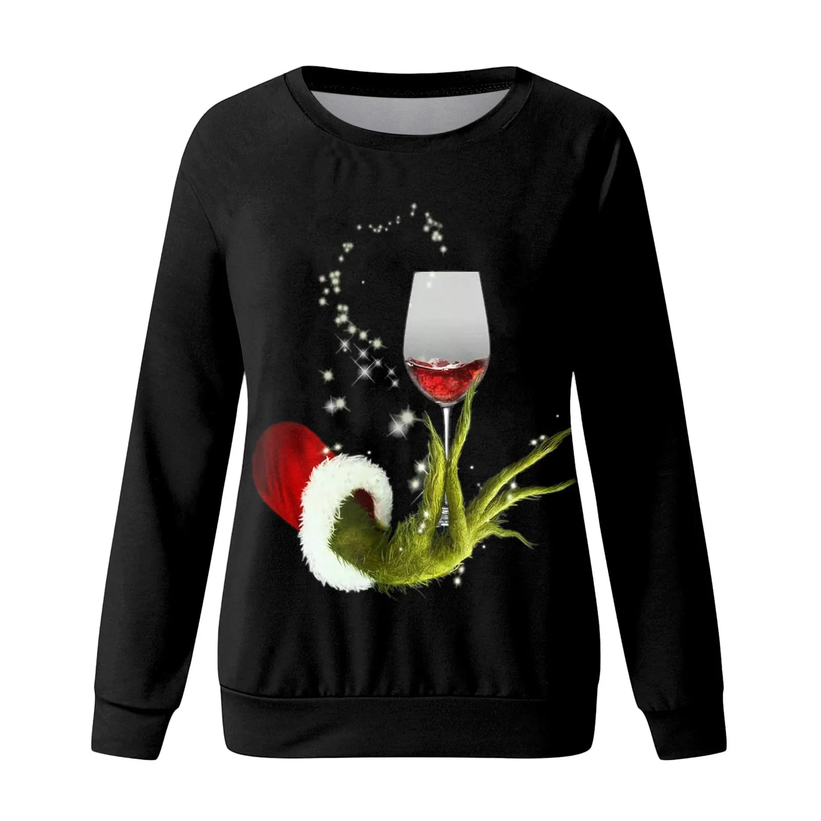 Damen Sweatshirts einfarbig Weihnachts druck Hoodies lässig Langarm Rundhals ausschnitt lose Pullover Tops minimalist ische Kleidung