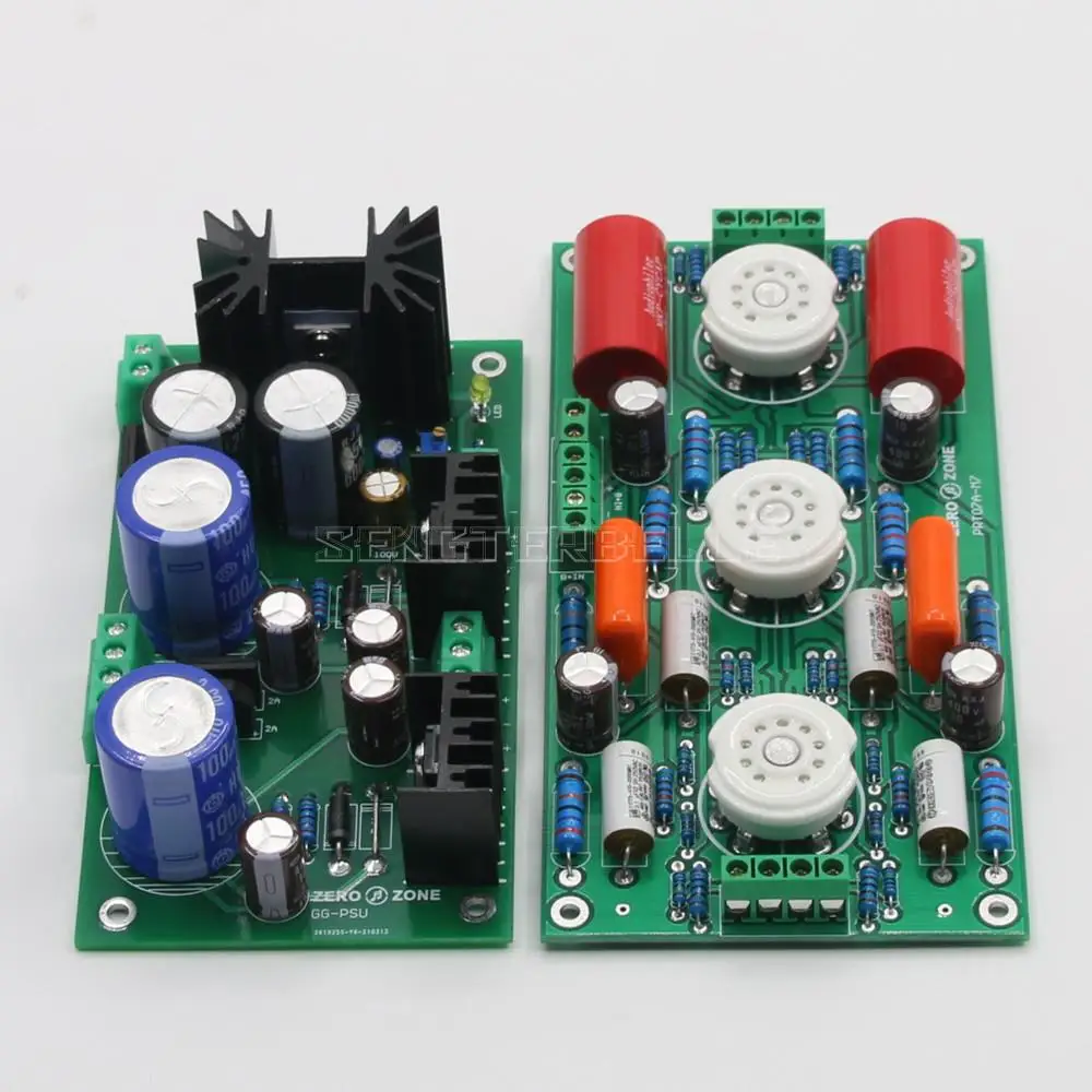 Assemble HiFi PRT07A M7 Tube Preamplifier Board with GG-PSU Dual High Voltage Regulator Power Supply Board Kit