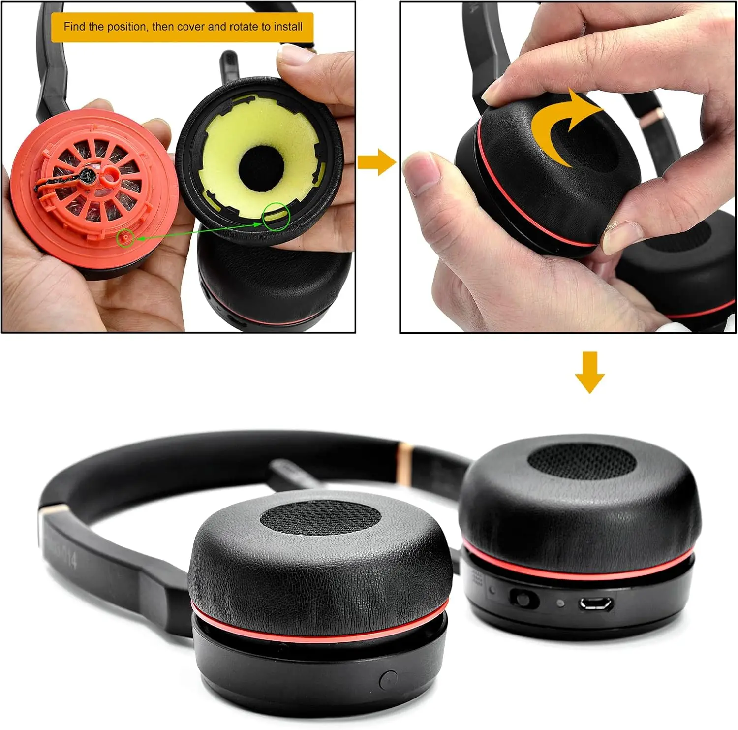 Амбушюры Evolve 75 Сменные амбушюры, совместимые с наушниками/амбушюрами Jabra Evolve 75 75+ 75 UC/75 MS содержит пластик