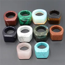 19#20# Natural Stone Ring for Women Men Handmade Bohemian Jewelry Gift Crystal Moonstone Tigereye Wedding Party Ring Wholesale