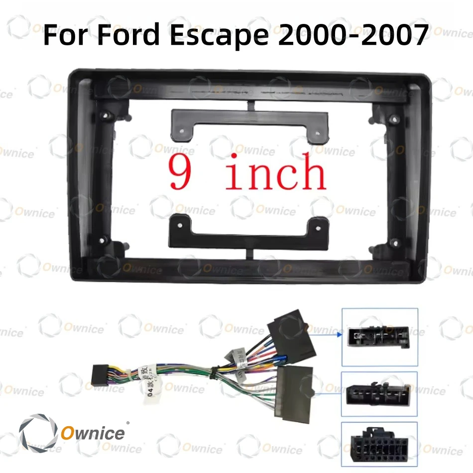 Marco de Radio para Auto Ownice 9 para Ford Escape, Maverick, Mercury Mariner, Mazda Tribute, Panel Estéreo, Arnés, Cable de Alimentación, Adaptador