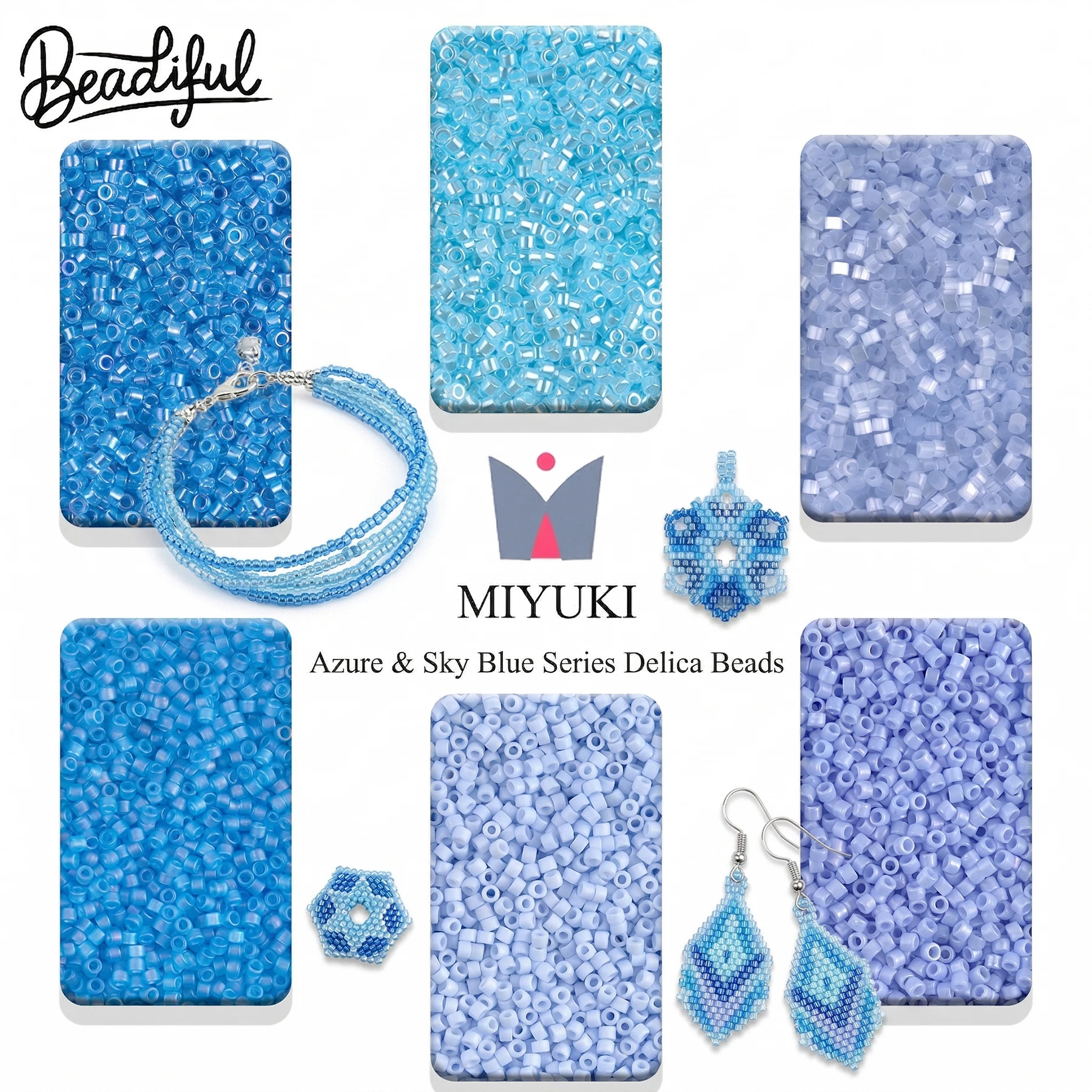 

BEADIFUL 10g/2000pcs MIYUKI DELICA BEADS 11/0 - Azure Sky Blue Series Japan Glass Seed Beads for DIY Earrings & Jewelry