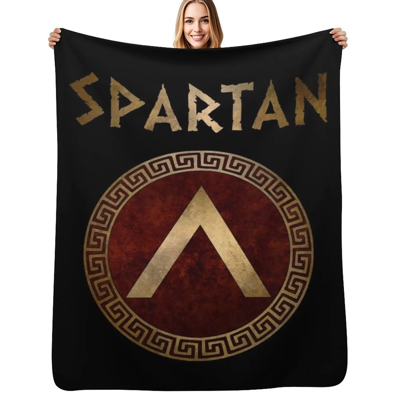 Spartan Shield Lambda Ancient Lacedaemonian Symbol of Sparta Throw Blanket Lightweight Warm Blanket for Travel Camping