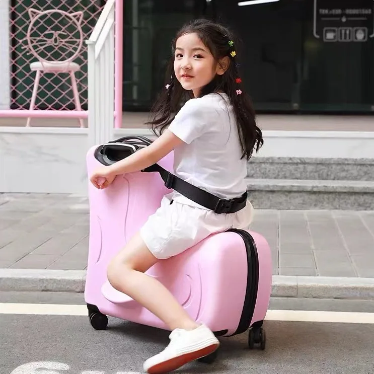

Cute ex Children's Suitcase Ride-On Sit-On Bag Lage with Wheels ABS PC Material Zipper Closure for Boys And Girls