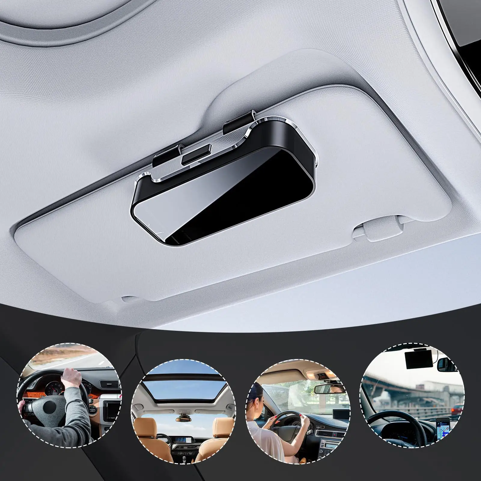 Sunglasses Clip For Car Visor Enclosed Auto Eyeglasses Organizer Automotive Eyeglasses Storage Case For Truck Sedan Van