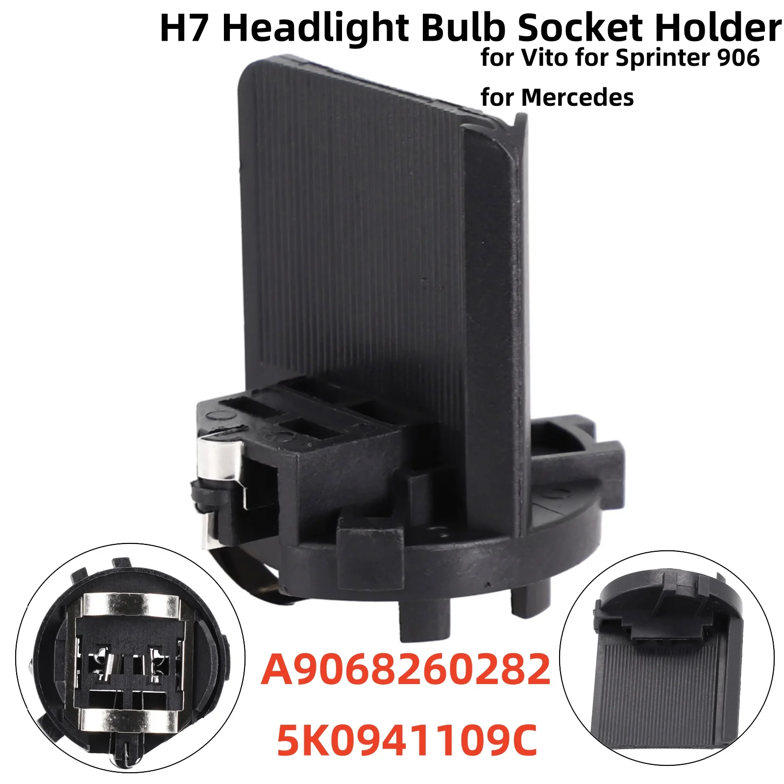 Car H7 Headlight Bulb Socket Holder A9068260282 5K0941109C For Mercedes For Vito W447 W448 2015-21 For Sprinter W906 2006-21