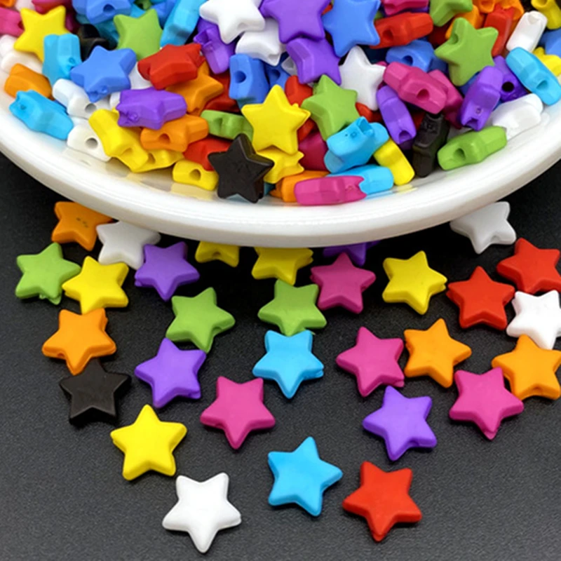 100pcs/lot 9mm Pure Color Star Shape Acrylic Beads Loose Spacer  For Jewelry Making Pendant Necklace Bracelet Handmade DIY