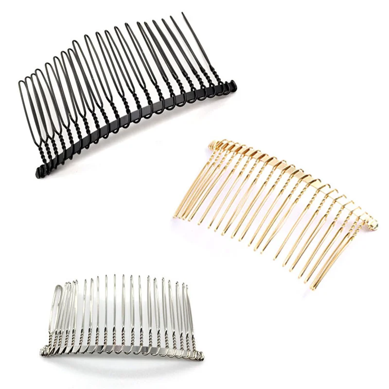 10pcs 10/12/15/20 Teeth Metal Iron Wire Hair Comb Base For Diy Hand Made Women Hair Jewelry Accessories