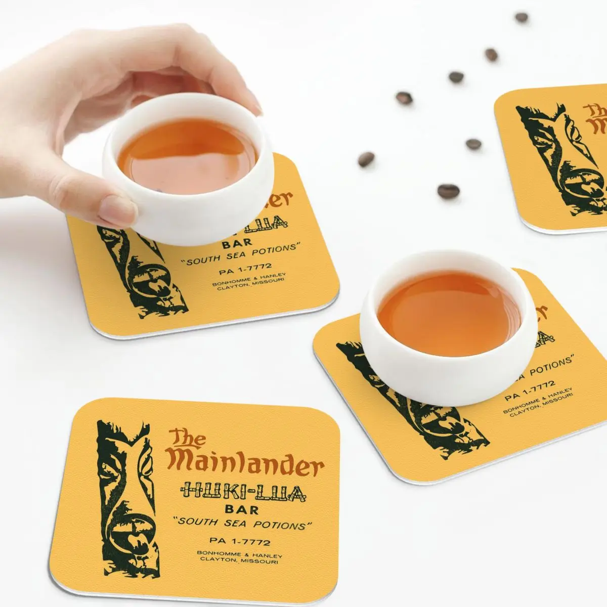 

Huki-Lua Bar The Mainlander St. Louis, Coasters Leather Placemats Waterproof Insulation Coffee Mats Kitchen Dining Pads Set of 4