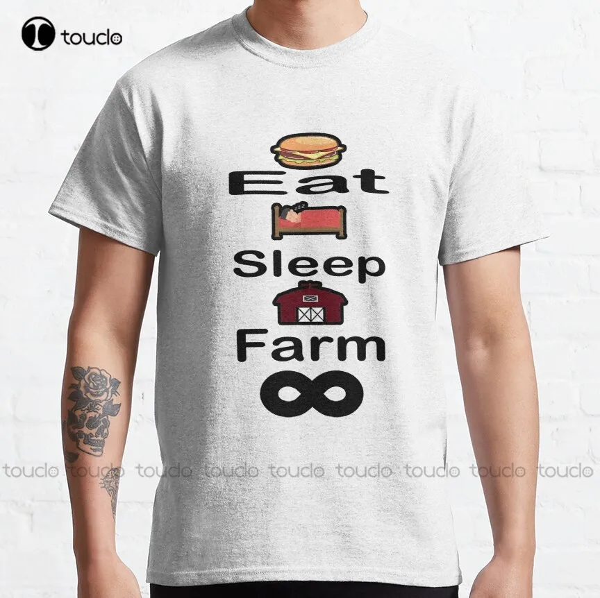 Eat Sleep Farm Repeat Classic T-Shirt T-Shirts For Women Custom Aldult Teen Unisex Digital Printing Tee Shirt Fashion Funny New