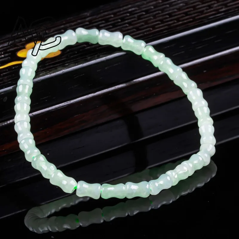 New Real Natural A Good Jade Bamboo Bracelet Necklace Carved Charm Jadeite Jewelry Fashion Charm Gifts Women Men Certificate view 4