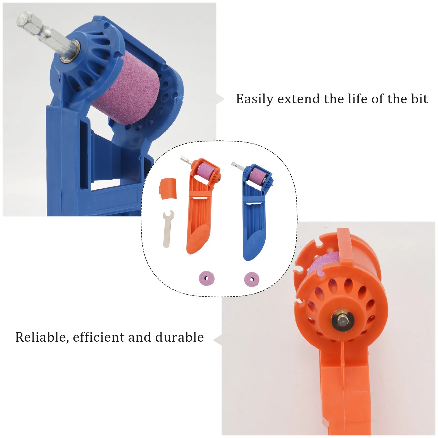 ABHU 2 مجموعة مبراة لقمة مثقاب الماس المحمولة أداة شحذ اكسيد الالمونيوم طحن عجلة لقمة ثقب الحديد القائمة على