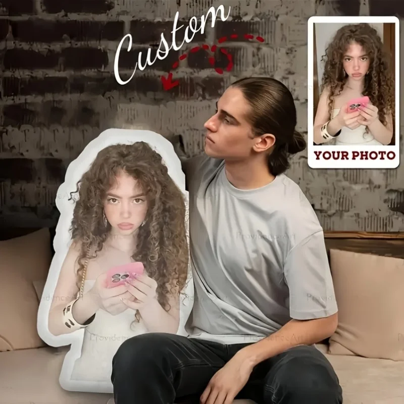 

Custom Photo Pillow Double Sided Print Knitted Fabric Personalized Face Pillow For Couples Family Warm Gift Birthday Graduation