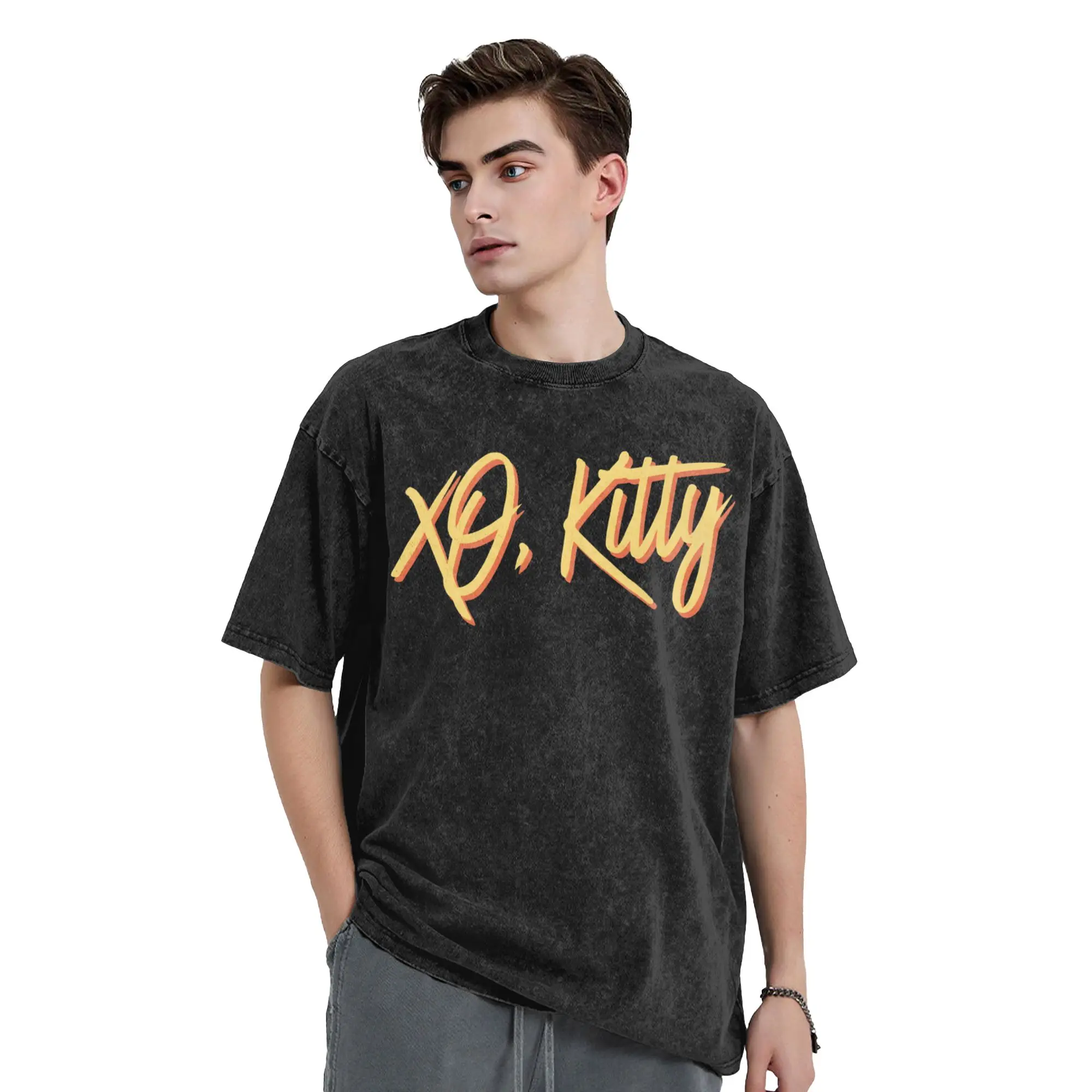 XO Kitty Logo T-Shirt  Novelty T Shirts Short Sleeve Y2K Funny Tshirt Summer Cotton Breathable Oversized Clothing