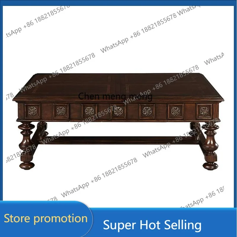 

a55 Журнальный столик из цельного дерева в сельском стиле ретро, длинный чайный столик для гостиной в европейском стиле, приставной столик для дивана