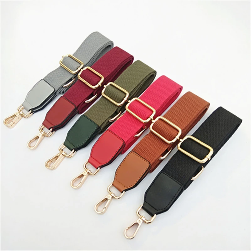 Wide Shoulder Straps Solid Color Cotton Webbing Pu Leather Adjustable Shoulder Messenger Bag Strap Accessory Supplies