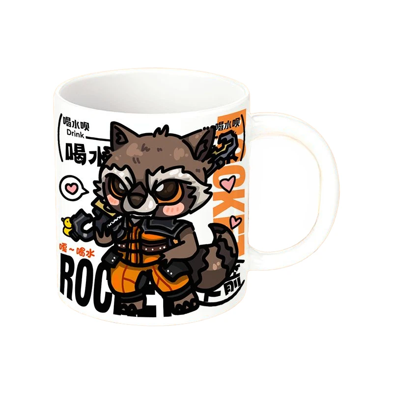 Marvel Cartoon Rocket Raccoon Large Capacity Ceramic Mug Personalized Breakfast Milk Coffee Cup Couple Water Cup Holiday Gift