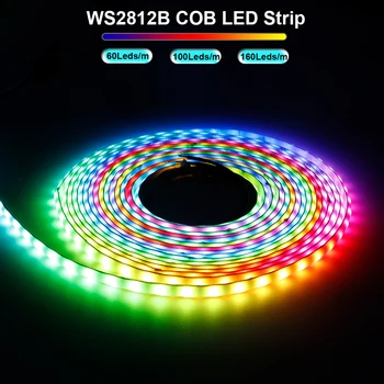 DC5V WS2812B Indywidualnie adresowalna taśma LED COB 60 100 160Led/M Elastyczna o wysokiej gęstości 5mm/10mm WS2812 Smart Pixels COB Light