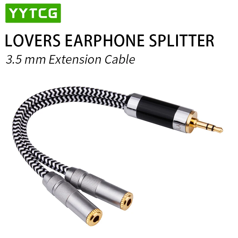 YYTCG 1 sztuk 3.5mm 1 do 2 podwójny Y zestaw słuchawkowy Audio Jack Splitter udostępnij Adapter do kabla złote złącze słuchawka na słuchawki