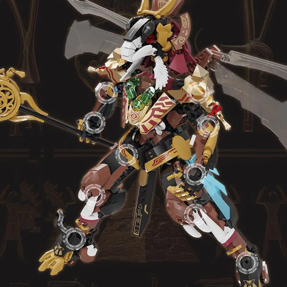 

Super Mech Building Block Egypt Mythology Anubis Battle Mecha Black Horus Robot Model Bricks Assembly Toys Collection For Boys