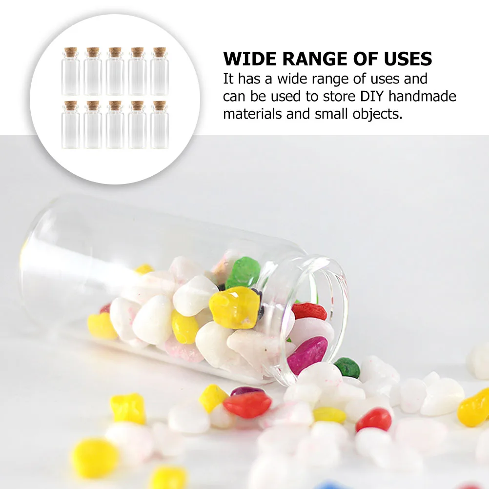

100 Pcs Clear Glass Bottles Cork Stopper Lightweight Portable Storage Containers DIY Vials Jars Handmade Projects