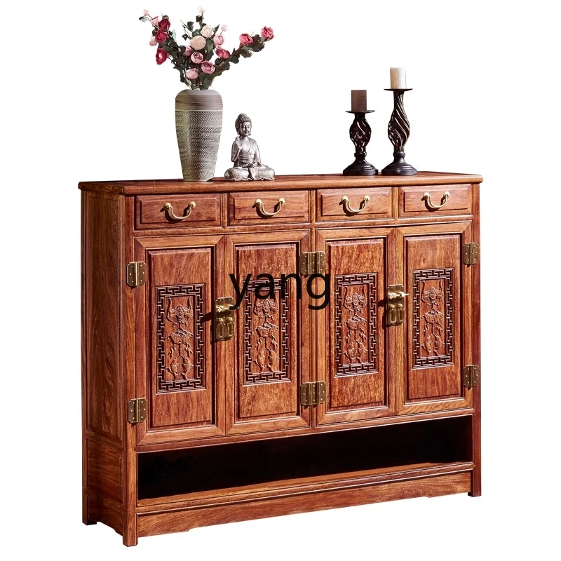 

Yjq mahogany shoe cabinet Chinese living room entry door cabinet red sandalwood storage all solid wood shoe rack