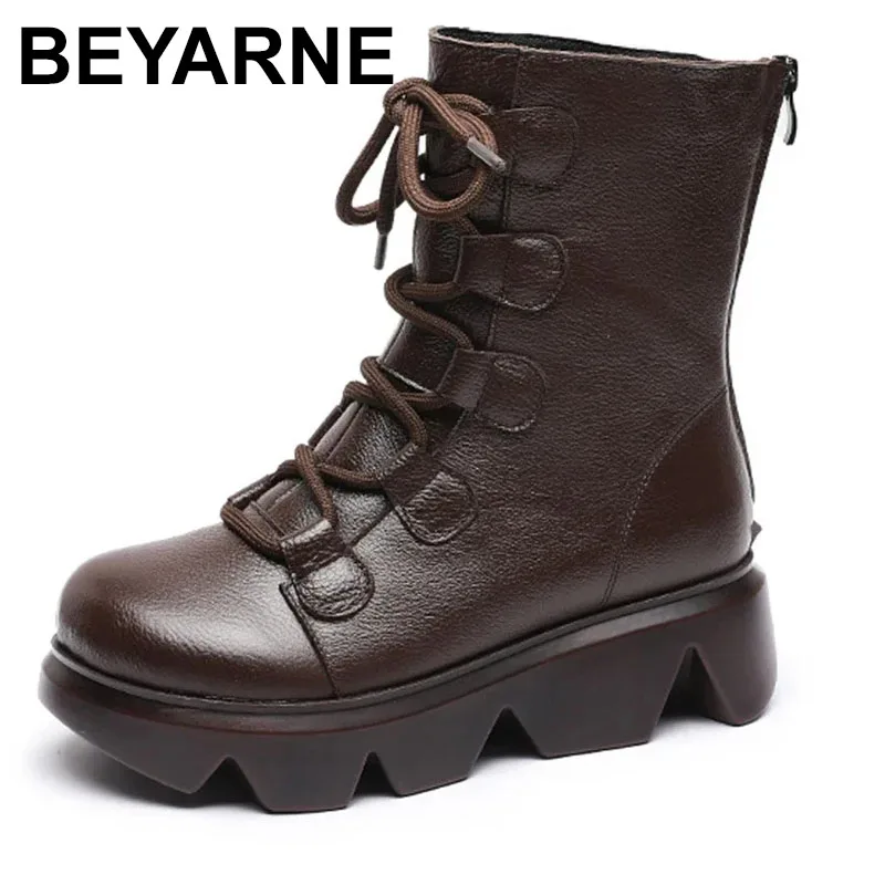 

Женская обувь 2025 года, зимние ботинки, модная обувь, женские повседневные осенние кожаные ботильоны Botas Mujer