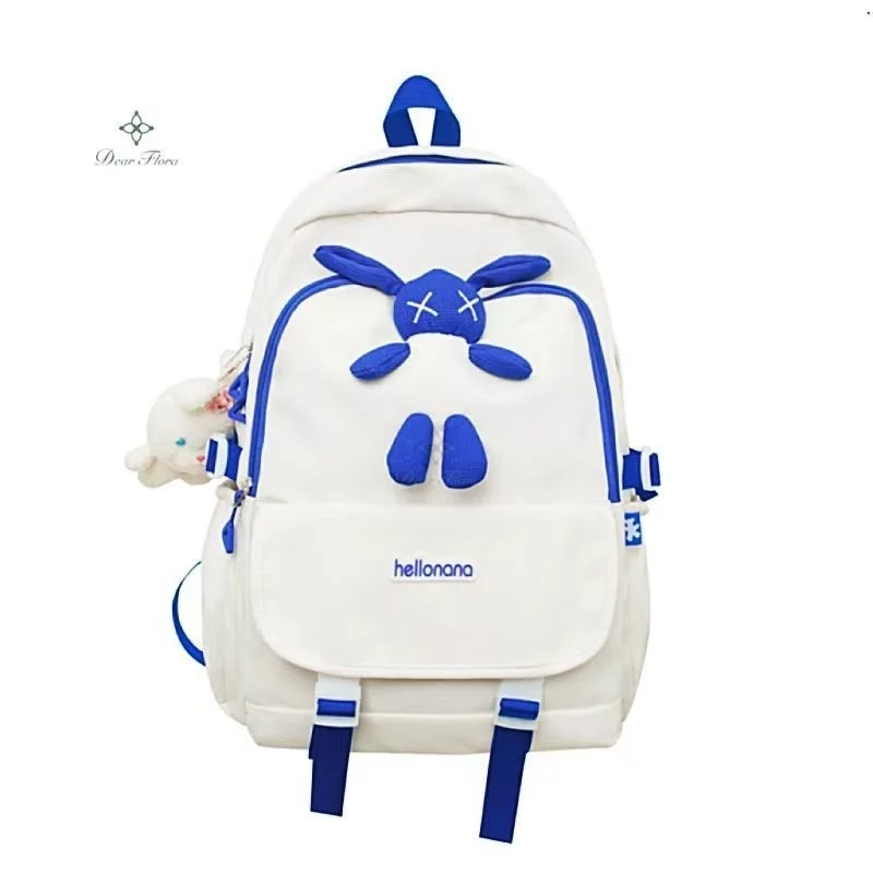 Y2K Cute Teenagers Backpack Waterproof Multi Pocket Nylon Cartoon Student School Backpack Kawaii Large Capacity Travel Book Pack