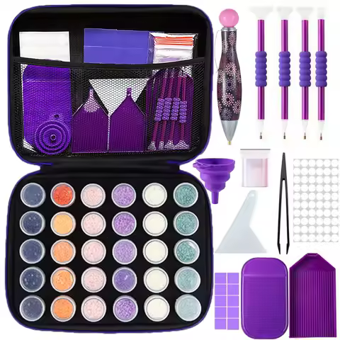 5D DIY 30 Bottles Diamond Painting Kit with Storage Box and Multi-Functional Diamond Painting Tools, Suitable for Diamond Art