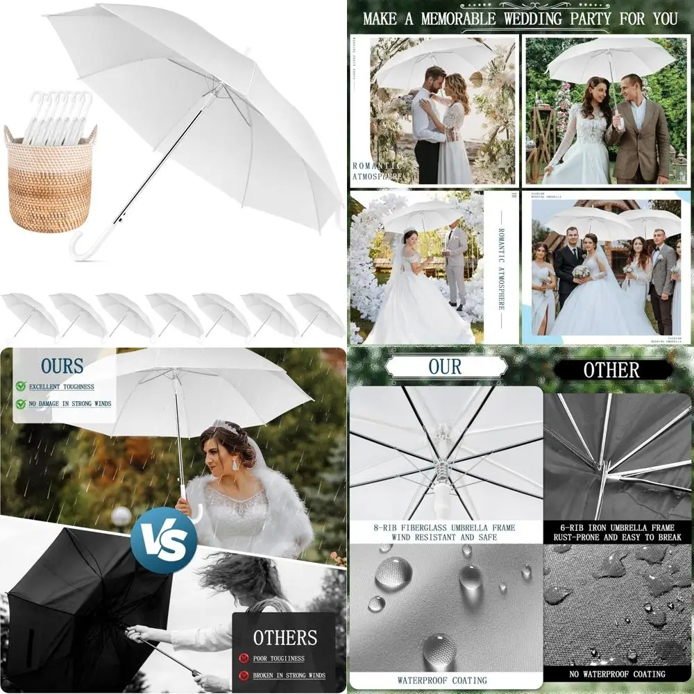 

Bulk Windproof Large Wedding Umbrellas, Auto Open, Strong Fiberglass Frame, Ideal for Guests, Durable Rain Protection Accessorie