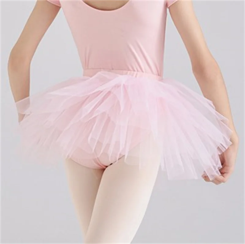 Hot Sale 4 Layers Kids Girls Children Training Wear Dance Tulle Skirt Yellow Pink White Ballet Tutu Skirt