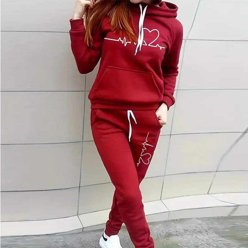 

Winter Two Piece Sets Women Tracksuit Casual Suit 2023 Autumn Trouser Suits Female Sweatshirt Sports Hoodie Streetwear