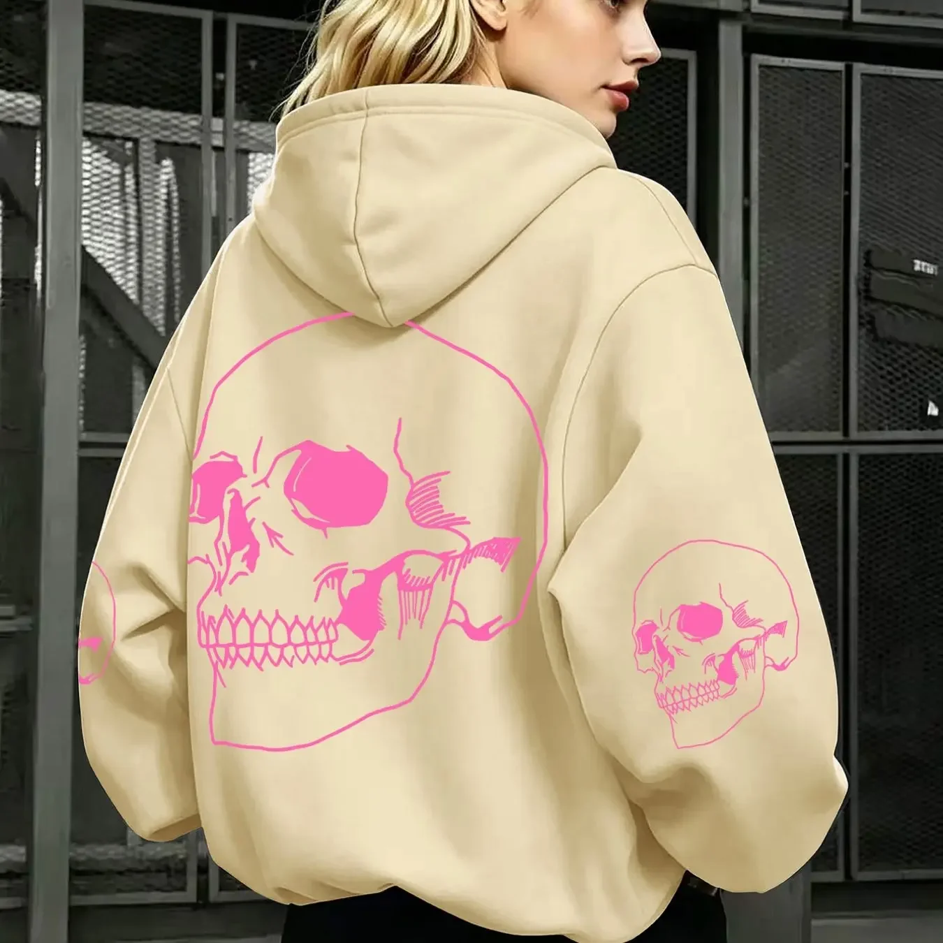 [Holiday Oriented - Halloween] Trendy Design Highlight Print Code Women'S Hooded Sweatshirt Retro Fashion Machine Wear Holiday