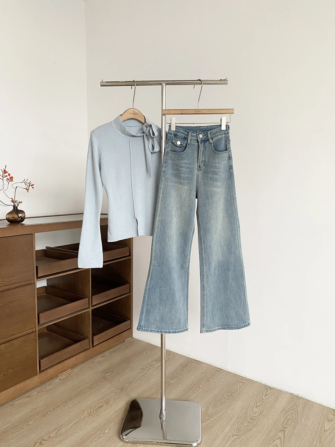 

High Waist Wide Leg Blue Jeans Women's Fashion Spring New Style Commute Friendly Classic Versatile Light Blue Denim Pants