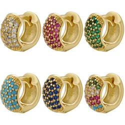 ZHUKOU 11mm Candy small Hoop earrings Multicolor Cubic zirconia  Hoop earrings for women Mini huggies earrings wholesale VE1117