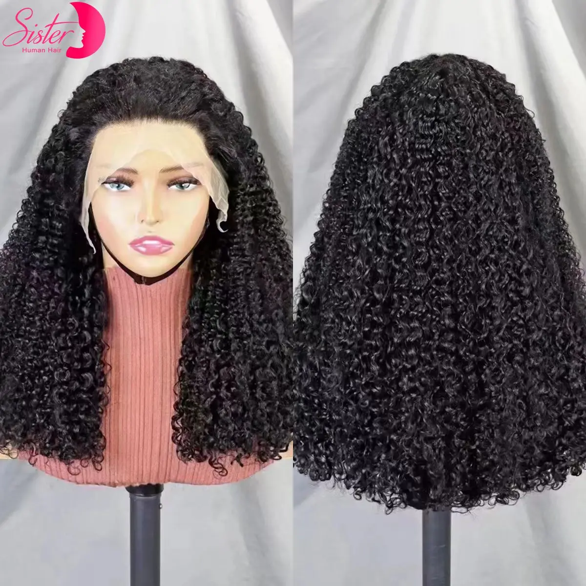 12-22 Inch 13x4 Lace Frontal Wigs 250% Density Bouncy Curly Human Hair Wigs Thick Pixie Curly Wig Raw Preplucked Remy for Women