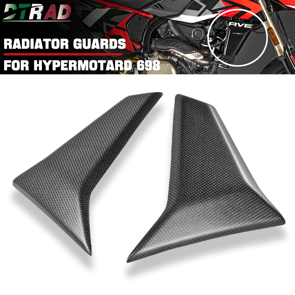 New For DUCATI Hypermotard 698 2024 Real Carbon Fiber Radiator Guards Water Tank Side Panels Motorcycle Accessories Fairing Kits