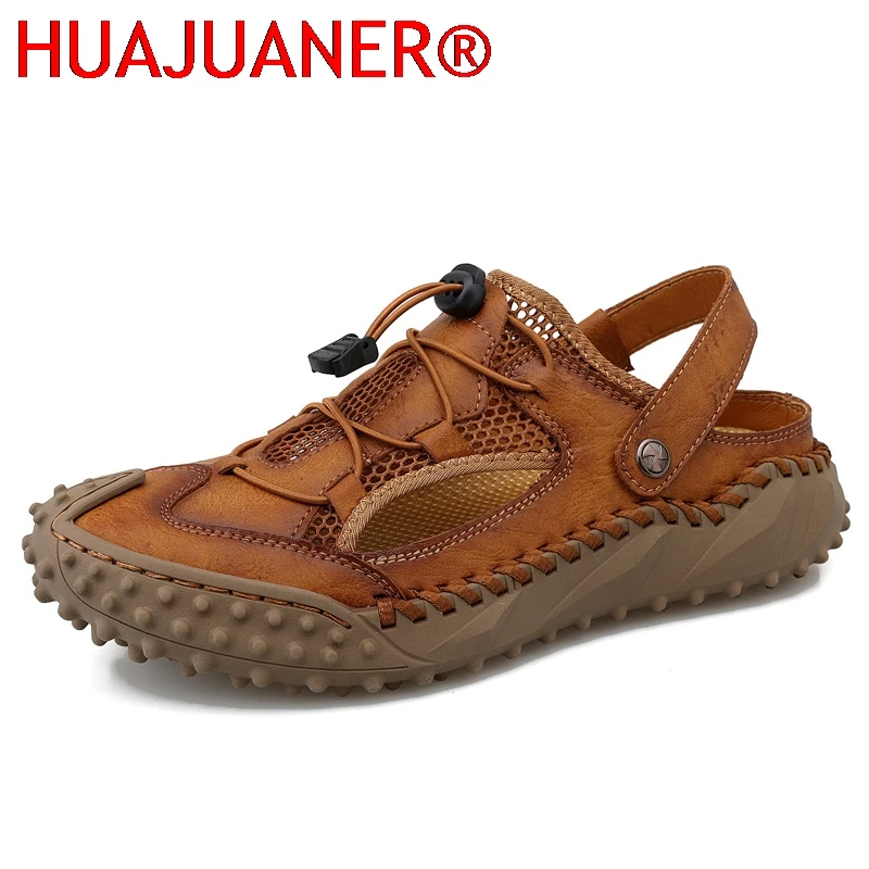 

Новые мужские сандалии, летние дышащие сетчатые сандалии, мужские повседневные легкие пляжные сандалии, модная мужская обувь, большие размеры 38-46