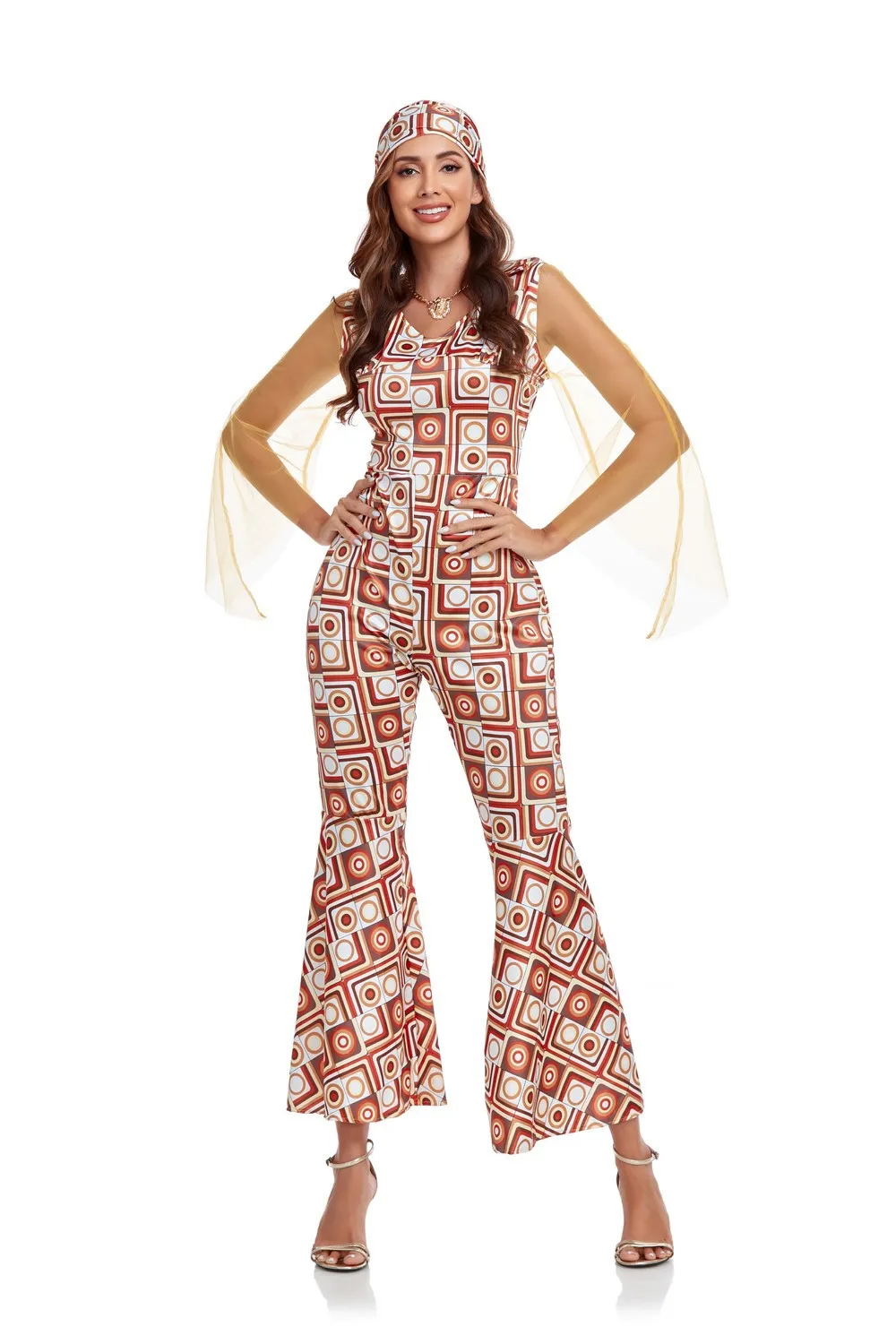 Halloween Retro 60s And 70s Disco Hippie Singer Stage Costume