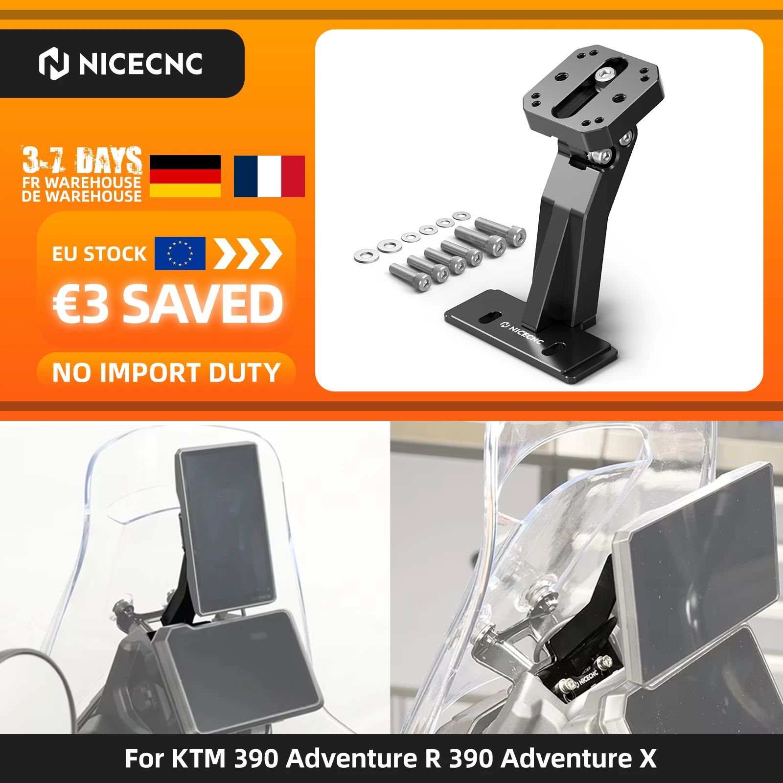 (Disponibile in magazzino nell'UE) Supporto regolabile per telefono con staffa per KTM 390 Adventure R 390 Adventure X 2025-2026 390 Adventure R/X 25 26