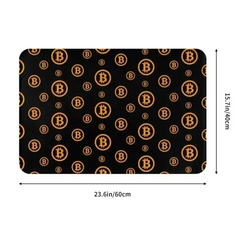 비트코인 로고 패턴 전면 문짝 바닥 입구 매트, BTC 암호화폐 블록체인 주방 욕실 도어매트, 침실 카펫 러그 