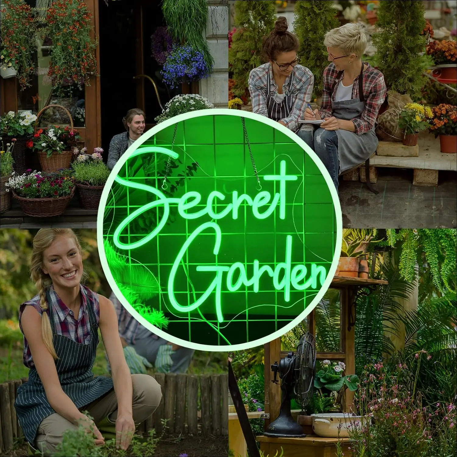 Secret Garden LED Neon Sign for Home Bedroom Cafe Bar Decor Romantic Mysterious Ambiance Wall Art Lighting Botanical Green Light