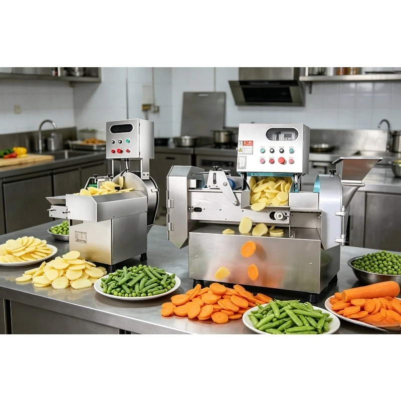 Commercial Vegetable Shredder, Dual Head Fruit Dicer with Changeable Blades, Heavy Chopper for Restaurant & Snack Shop
