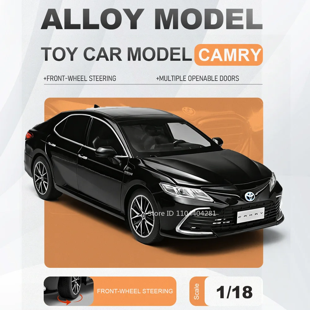 

1:18 Camry Camaro Model Toys Diecast Alloy Car Shock Absorption Doors Opened Front Wheel Steering Vehices Friend's Holiday Gifts