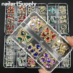Boxed Luxury Shiny Planet Nail Charms Alloy Matal 3D Nail Art Rhinestone Bling Mix Styles Strass Diamond Manicure Decoration Gem