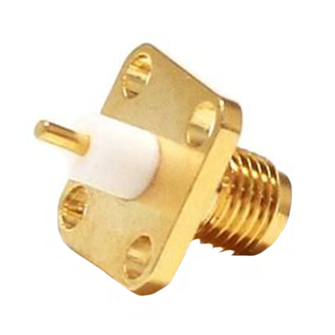 1pc RP SMA Female Jack Inner Pin RF Coax Connector 4-Hole Flange Solder Post Straight Insulator 4mm Goldplated SMA Terminal