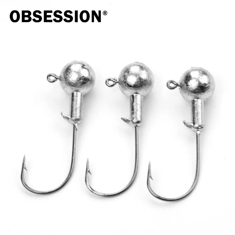 

OBSESSION A016 50 шт. крючки с джиг-головкой 1 г 1,5 г 2 г 2,5 г 3,5 г 5 г 7 г 10 г 14 г 20 г джиг-твердая приманка мягкий червь джиг-крючок рыболовный крючок Pesca