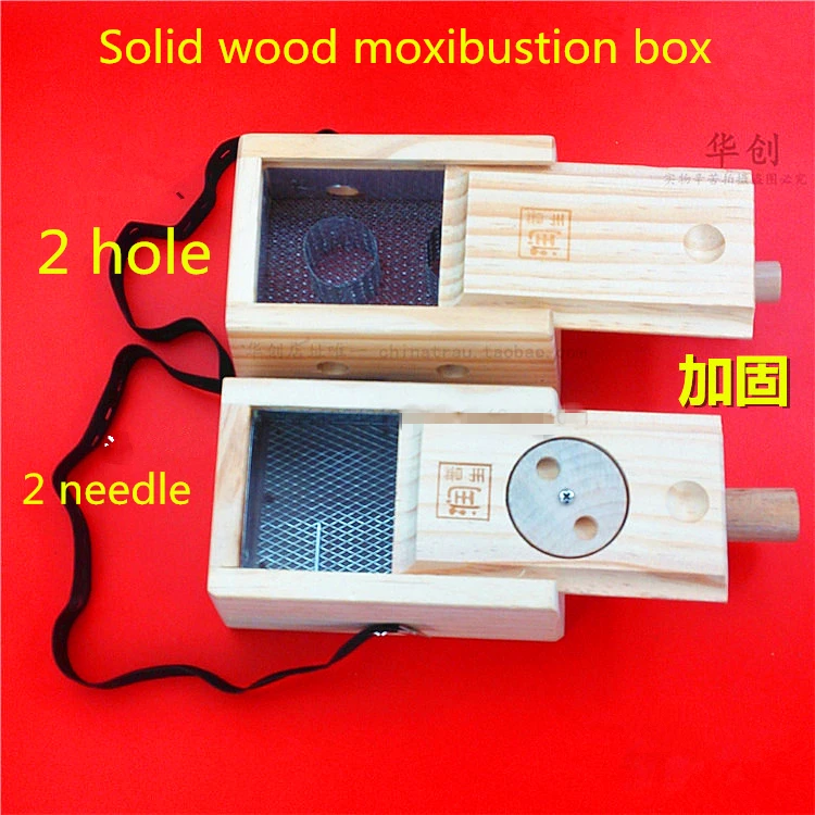 

medical use Two Holes solid wood moxibustion box moxibustion box appliance wood moxa burner acupuncture point massage device