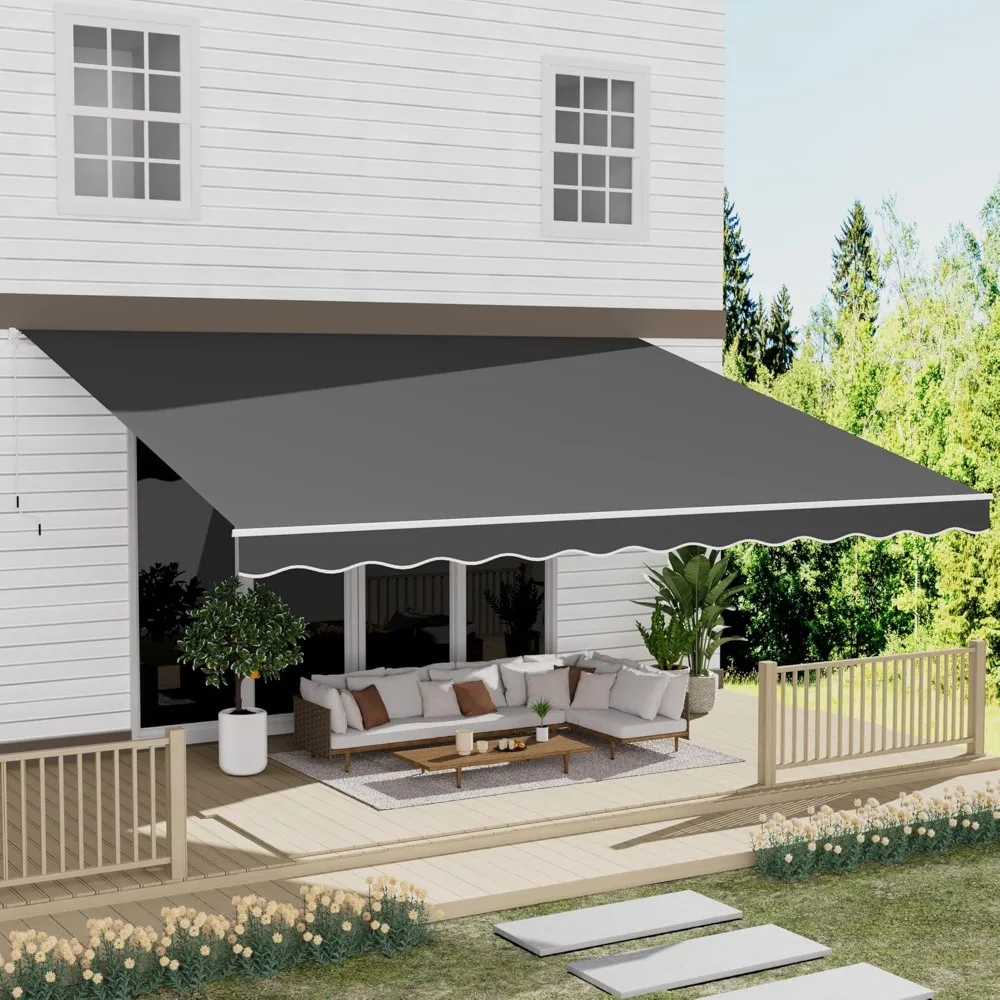 

13' x 10' Awning for Patio, Sunsetter Retractable Awning Waterproof Cover Outdoor Patio Canopy, Sun Shade with Manual Crank Hand